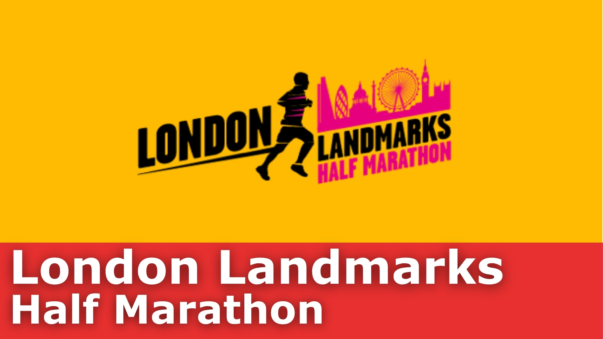 London Landmarks logo showing silhouette of a person running and silhouette of London sights.